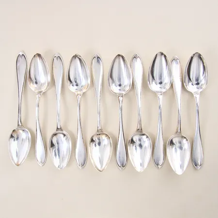 Kaffeskedar 10st, 14cm, gravyr, silver 830/1000 Vikt: 181,8 g