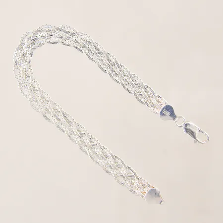 Armband, flätat, längd 19cm, bredd 8mm, GHA, silver 925/1000 Vikt: 7,8 g