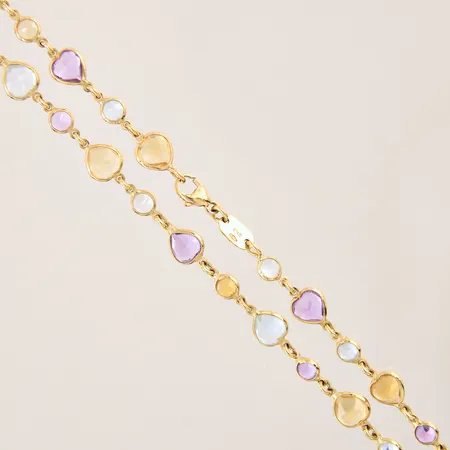 Collier med färgstenar, längd 42,5cm, bredd 2-7mm, GHA, 18K  Vikt: 11,7 g
