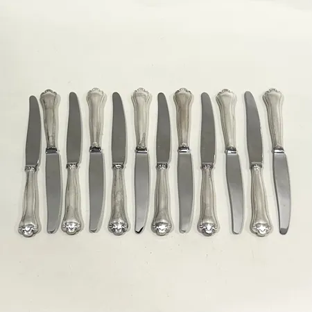 Smörgåsknivar 12st, längd 17,5cm,  modell Hallbergs Kungsholmen, silver 830/1000 Vikt: 512,7 g