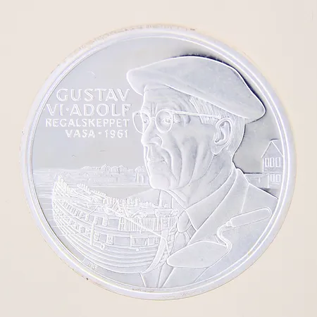 Mynt, Kungariket Sverige, Gustav VI Adolf, Regalskeppet Vasa 1961, Ø36mm, plast etui, silver 925/1000  Vikt: 27,5 g