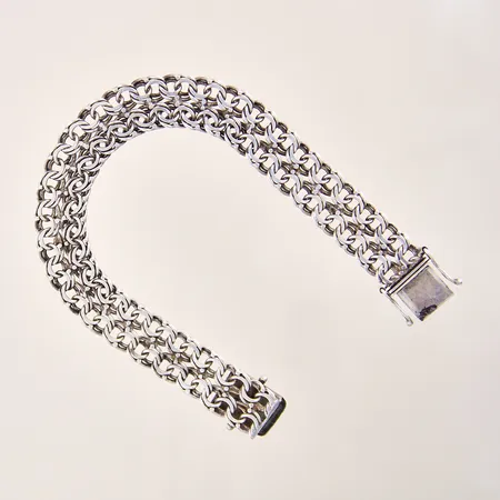Armband dubbelradigt Bismarck, längd 19cm, bredd 12mm, silver 830/1000 Vikt: 20,1 g