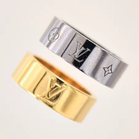 Ringar 2st, stl 19¼ samt stl 20, Louis Vuitton Instinct Set, modellnr: M00513, numrerad: OB1213 M, metall, smärre repor, kvittokopia, dustbag, ask.