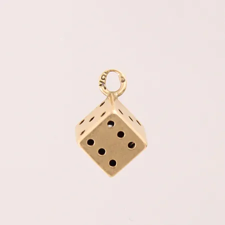 Hänge, tärning, 11x7mm, ögla med slitage, 18K  Vikt: 0,7 g