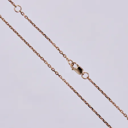 Kedja längd ca 41,5-45cm, bredd ca 1mm, 14K Vikt: 2,4 g