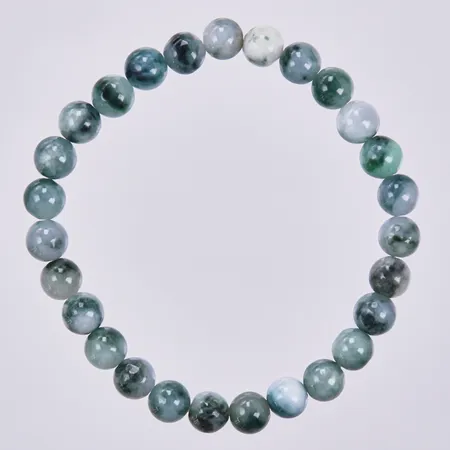 Armband med Jadeite enligt certifikat Jaderabbitgems, Ø 7mm, med flexband, Ø ca 6cm