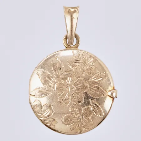 Medaljong graverad, Ø 22mm, 18K Vikt: 4,6 g