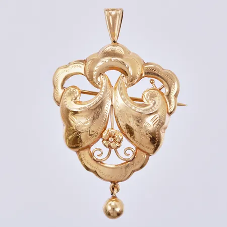 Hänge/brosch Grun & Co Ab Hugo 1954, längd ca 45mm, bredd ca 28mm, 18K Vikt: 3,3 g