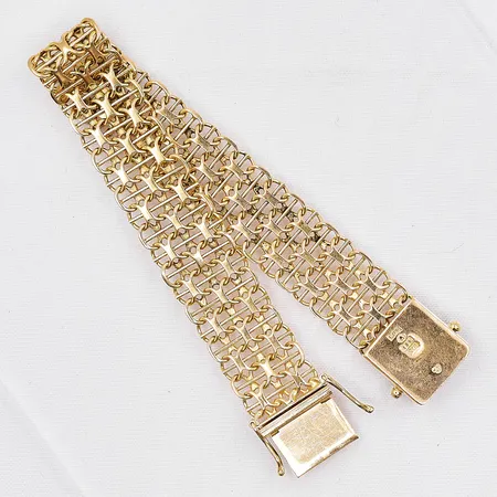 Armband X-länk med stav, längd 16,8cm, bredd 13,5mm, 18K  Vikt: 19,5 g