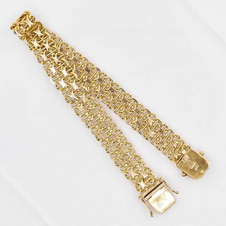 Armband X-länk med stav, 18,5cm, bredd 9,8mm, 18K Vikt: 16,3 g