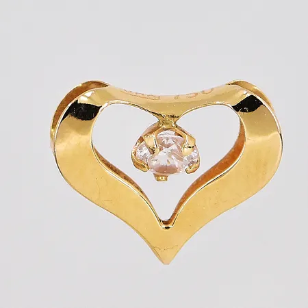 Hänge hjärta med vit sten, ca 9x11mm, GHA, 18K Vikt: 0,3 g