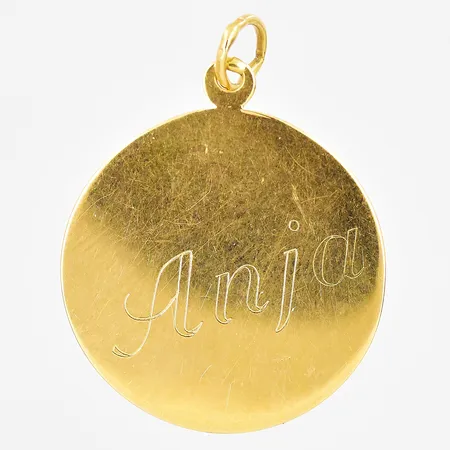 Hänge, Ø 20,7mm, graverad Anja, 18K Vikt: 1,8 g