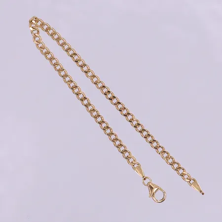 Armband Pansar, längd 15,5cm, bredd 3mm, ihålig, GHA, 18K.  Vikt: 2 g