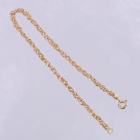 Armband Singapore, längd 18cm, bredd 1,5mm, GHA, 18K.  Vikt: 3 g