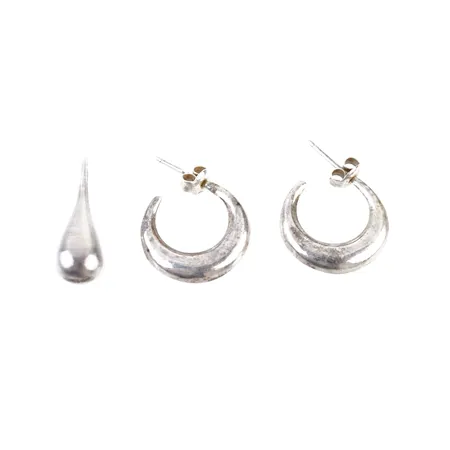 Örhängen och hänge, silver, Ø19mm, hänge 25mm x 10mm, silver Vikt: 8 g