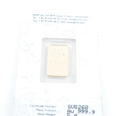 Tacka Pamp Suisse plomberad, 5gr, 24k Vikt: 5 g