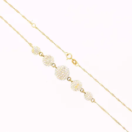 Collier, vita stenar, konstmassa, 42,5/45cm, bredd 1-9,5mm, stenar saknas, 18K, bruttovikt 4,1gram Vikt: 4,1 g