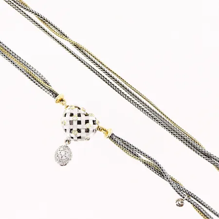 Lås med nyckelhänge, Ole Lynggaard, ca 16x25mm, diamanter lås 9 x ca 0,01ct, diamanter nyckelhänge 0,48ctv, vitguld, 18K, Collier Ole Lynggard, 42cm, stämplat silver, dobbar 14K, bruttovikt: 26,0gram, originaletui Vikt: 26 g