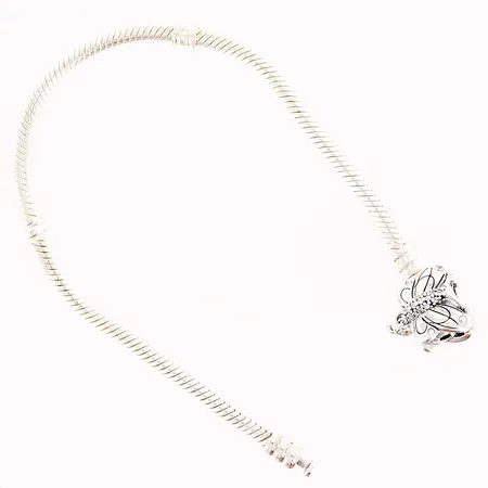Armband Pandora, lås i fjärilsform med vita stenar, 18cm, bredd 3mm, ALE, silver 925/1000. Vikt: 16,3 g