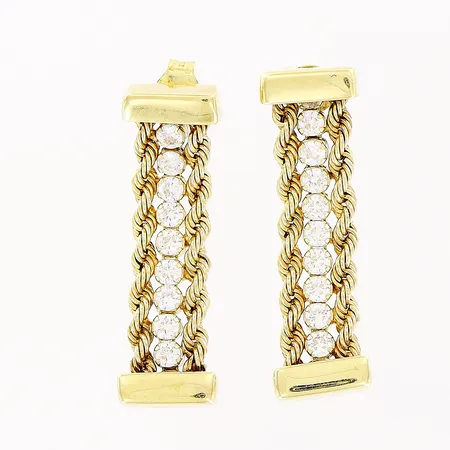 Ett par örhängen, vita stenar, 8x27mm, 14K Vikt: 3,5 g