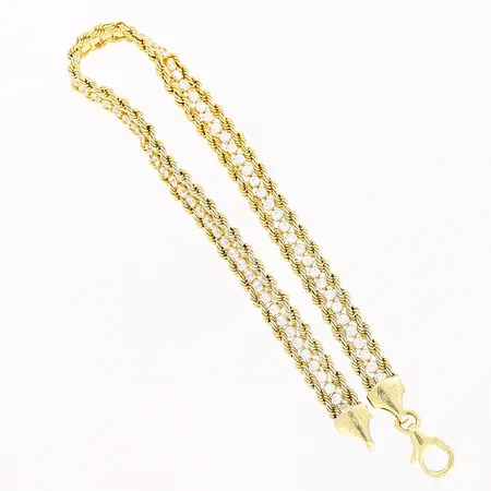 Armband, vita stenar, 19cm, bredd 6mm, 14K Vikt: 5,7 g