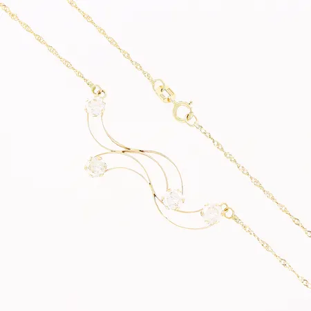 Collier, vita stenar, 45cm, bredd 1-16mm, 18K Vikt: 2,5 g