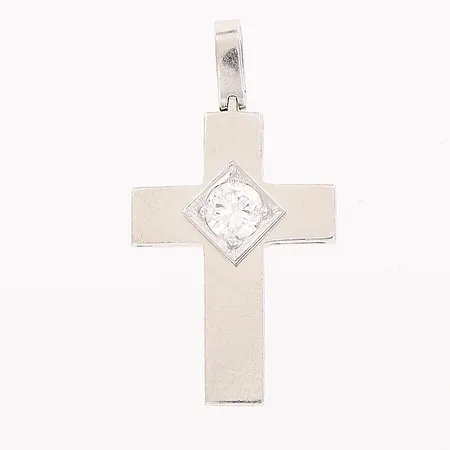 Hänge, kors, diamant 0,23ct, 14x27mm, Ernst Forssell, Platina Vikt: 3 g