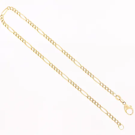 Vristlänk Figaro, 26,5cm, bredd 2,5mm, mindre slitage på lås, 18K Vikt: 6 g