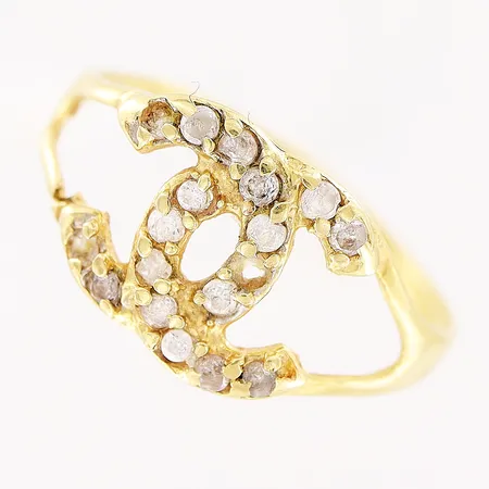 Ring, vita stenar, stl 17½, bredd 1-9,5mm, stenar saknas, skev skena, OBS! ej märkesdesign, 18K Vikt: 1,9 g