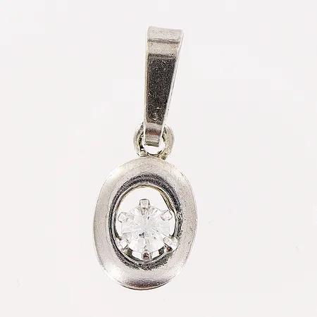 Hänge 17x6mm, vit sten, ostämplad, silver Vikt: 0,6 g