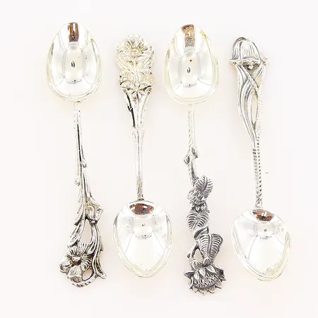 4 moccaskedar 102mm, GEWE, Floramodell, silver 830/1000 Vikt: 35,9 g