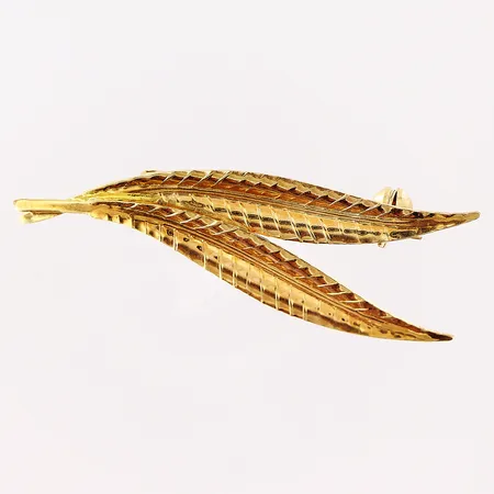 Brosch 40x14mm, blad, 18K Vikt: 1,9 g