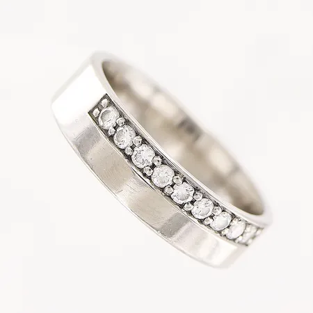 Ring, Schalins, diamanter 0,18ctv, stl 16, bredd 5mm, gravyr, palladium, stämplad Pd500 Vikt: 3,9 g