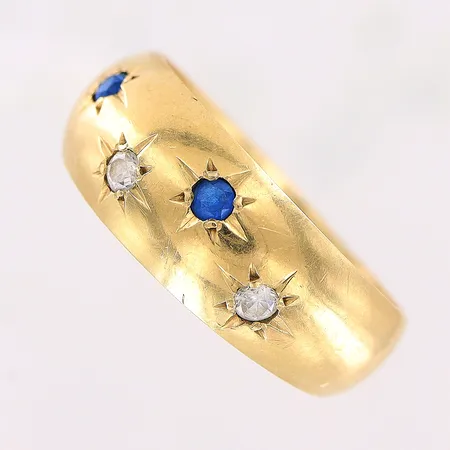 Ring, stenar, stl 16½, bredd 4,5-7mm, lagad skena, 18K Vikt: 2 g