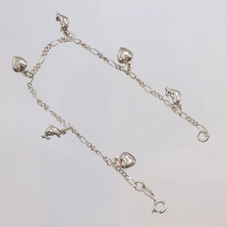 Armband med berlocker, 18,5cm, bredd 2-10mm, silver 925/1000 Vikt: 4,9 g