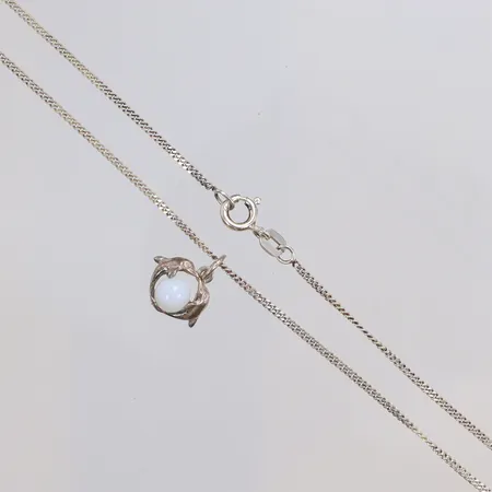 Halskedja med hänge, 38,5cm, bredd 1mm, silver 925/1000  Vikt: 3 g