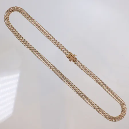 Collier tvåradigt bismarck, 41cm, bredd 6mm, J&A, (Jo-Ans Guld Johansson & Andersson) 1968 Köping,  18K 	 Vikt: 15,3 g