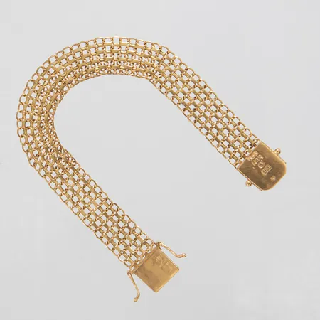 Armband, X-länk, längd: 18,5cm, bredd: 12,5mm, svenska stämplar, 18K Vikt: 14,8 g