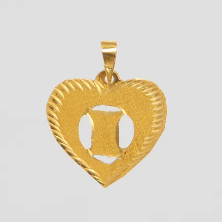 Hänge, hjärta, 26,5x21,3mm, ostämplad, 21K. Vikt: 2 g