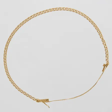 Armband, Bismarck, längd: ca.18,5cm, bredd: 2,3mm, säkerhetskedja, något vriden länk, 18K Vikt: 2,3 g