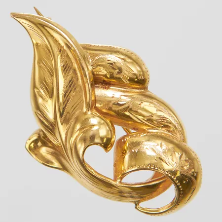 Brosch, 44,7x26,1mm, svenska stämplar, 18K Vikt: 4,3 g