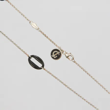 Collier, Georg Jensen, "Zephyr", design Regitze Overgaard, längd: 120cm, bredd: 1,2-8,6mm, onyx samt silver 925/1000, bruttovikt 10,5g, etui samt ytterkartong medföljer