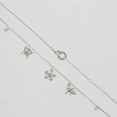 Silvercollier, Thomas Sabo, Charm Club, längd: 40,5+43+46cm, fem integrerade berlocker med vita stenar, 925/1000 Vikt: 3,4 g