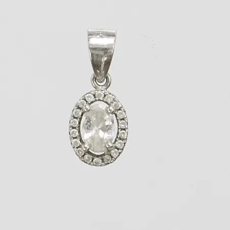 Silverhänge med vita stenar, 17x7,3mm, 925/1000 Vikt: 1 g