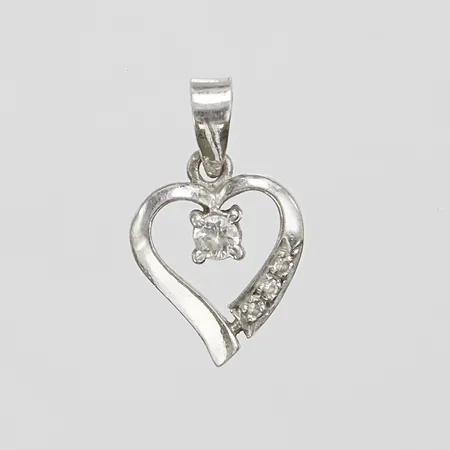 Silverhänge, hjärta med vita stenar, 18,7x11mm, 925/1000 Vikt: 1,1 g