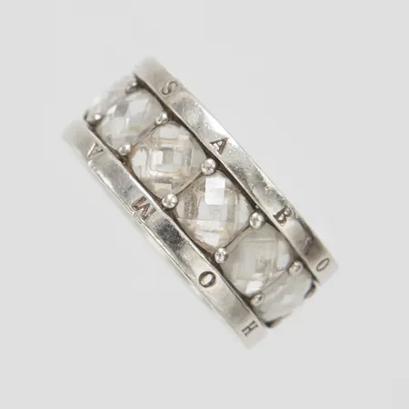 Silverring, Thomas Sabo, Ø17¾, bredd: 9,3mm, vita stenar, 925/1000 Vikt: 7,7 g