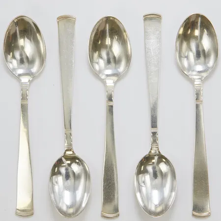 5 Dessertskedar, modell: Rosenholm, längd: 150mm, repiga, 830/1000 Vikt: 137,7 g