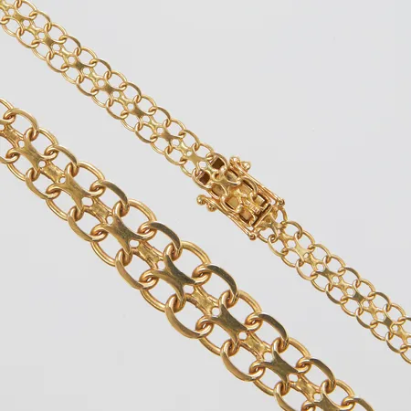 Collier doserad x-länk, 43,7cm, 5-10mm brett, 18K  Vikt: 17,8 g