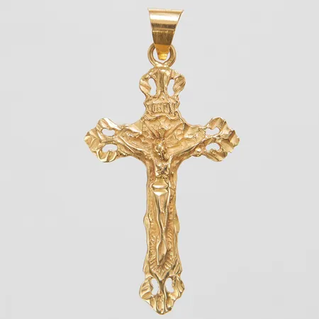 Hänge Kors, 5 x 2,6cm, aningen böjt, 18K  Vikt: 4,6 g
