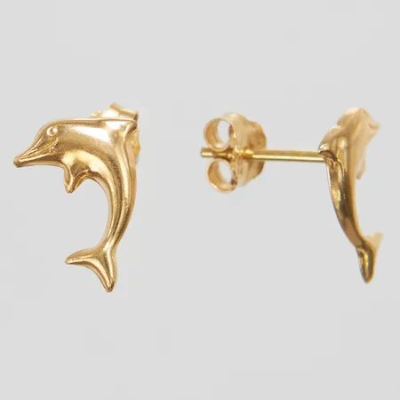 Örhängen, delfiner, 11mm, 18K  Vikt: 0,6 g
